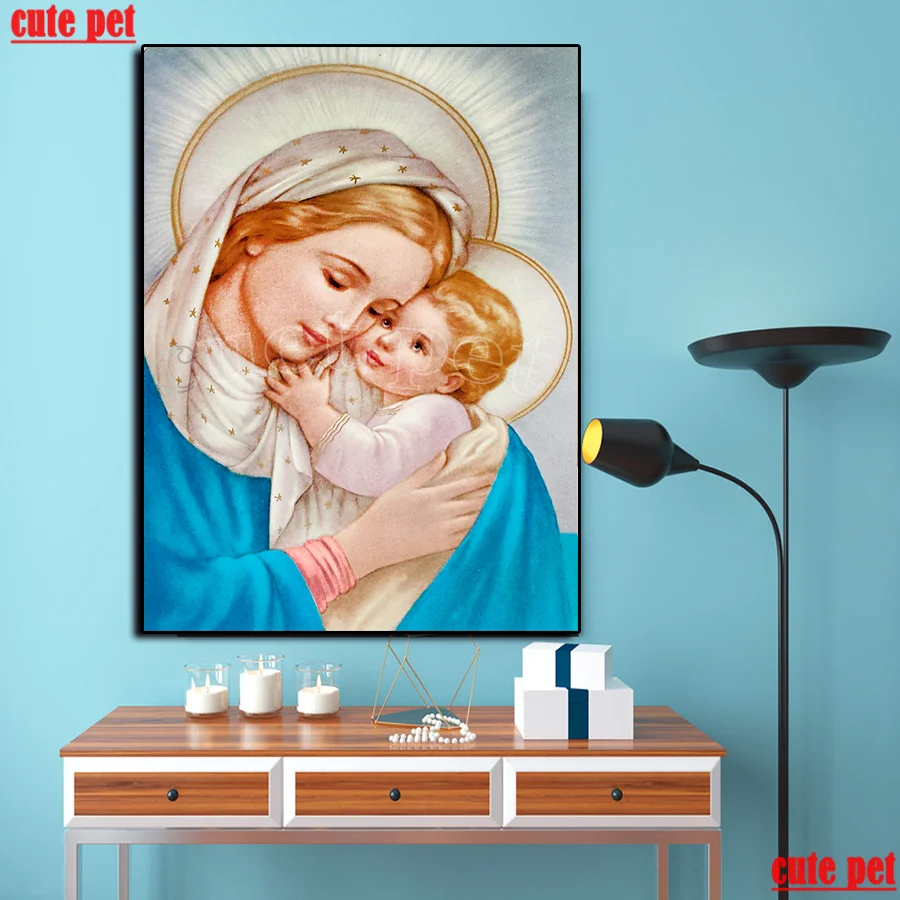 

Religion Icons 3D Diamond Embroidery Diamond Painting Full Square Rhinestones Pictures Virgin Mary And Jesus Diamond Mosaic Sale