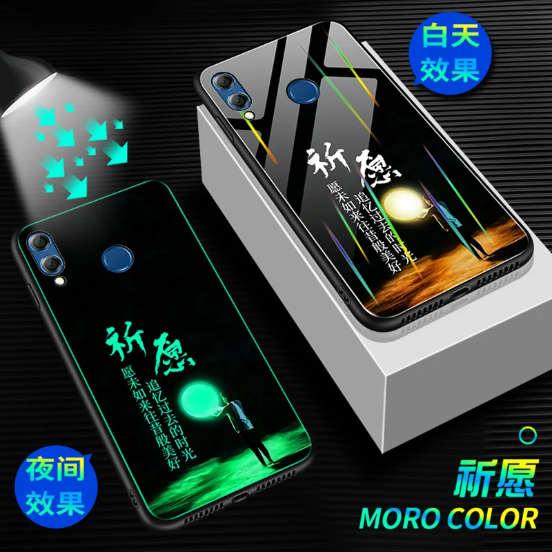 Чехол для телефона для Xiaomi Redmi Note 7, чехол, светящаяся, светящаяся, закаленное стекло, задняя крышка для Xiaomi Redmi Note 7 Pro, чехол, силиконовый