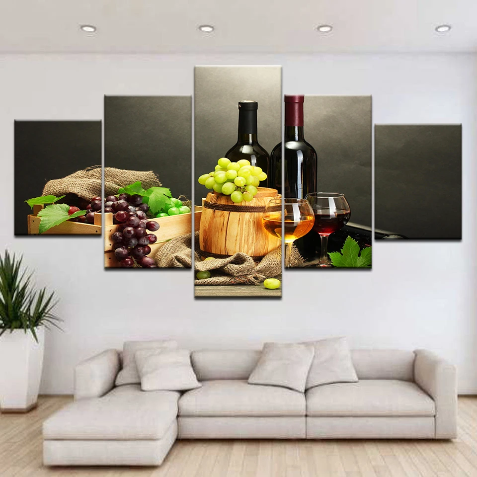 Картина на холсте HD печать кухонный декор 5 штук бутылка для виновина картины