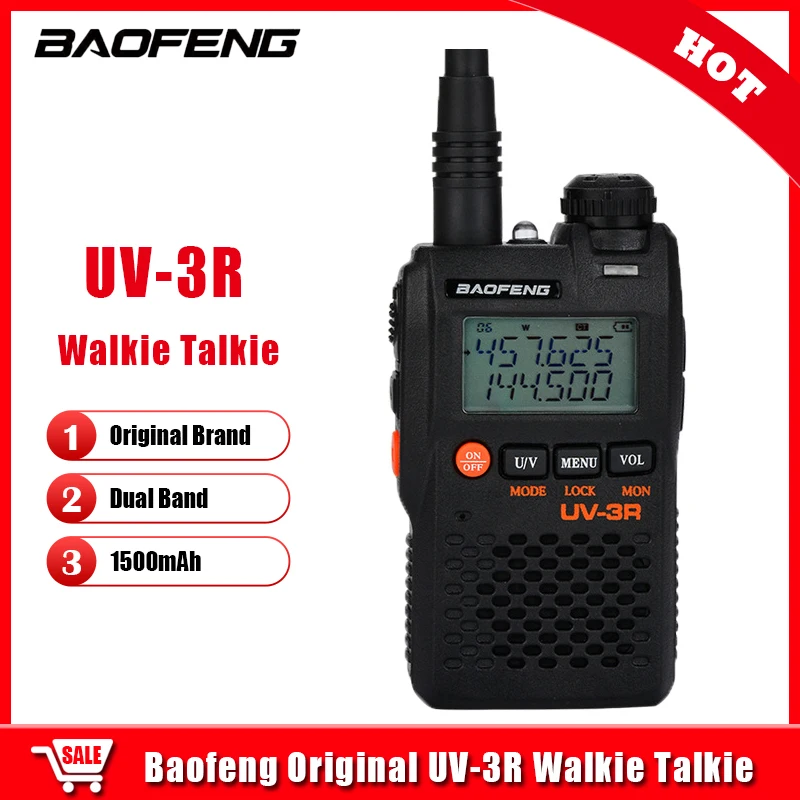 

Портативная рация BaoFeng UV3R, два диапазона, 16 каналов, 1500 мАч, UHF, VHF, FM