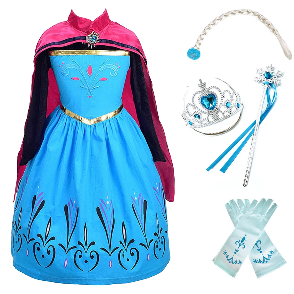 Kids Elsa Dress Little Girls Snow Queen 2 Christmas Costume Children Princess Carnival Vestidos Pageant Luxury 3-10 Years | Детская