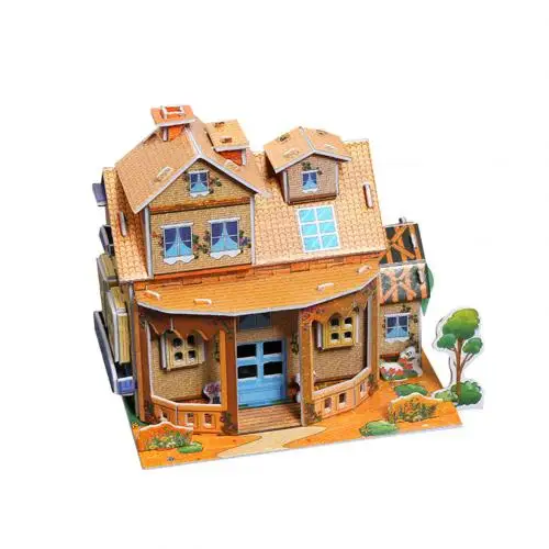 Field Villa 3D бумажная доска головоломка Строительная сборка игрушка для раннего обучения детский подарок краски Развивающие игрушки для детей Новинка - Цвет: Field Villa