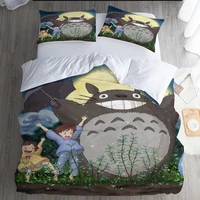 cartoon cute totoro bedding set catoon anime duvet cover set bedclothes single double queen king quilt covers for teens kids