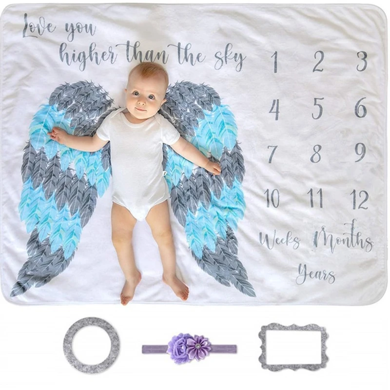 

1Set Baby Monthly Record Growth Milestone Blanket Newborn Photography Prop Cloth