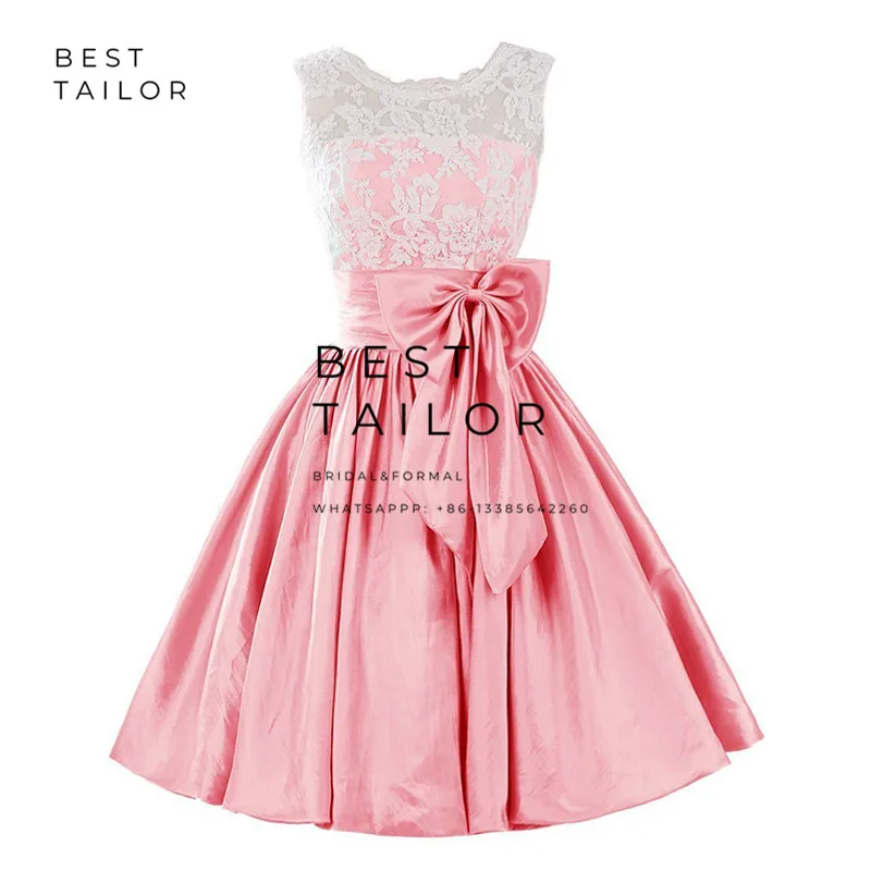 Коктейльные платья для особых случаев винтажные атласные Короткие с бантом