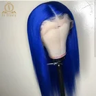 Темно-синие парики из человеческих волос 13x6, парики из человеческих волос на сетке спереди, королевский синий 1b синий Омбре, парик из человеческих волос, прямые женские парики без повреждений с черным концом