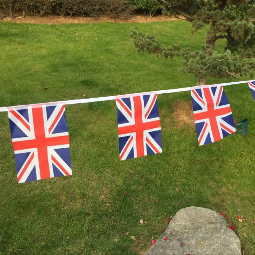 

38pcs 10 Meter Great Britain Flag Party Decoration British Jack Patriotic Outdoor Garden Festeval bar decoration string flags