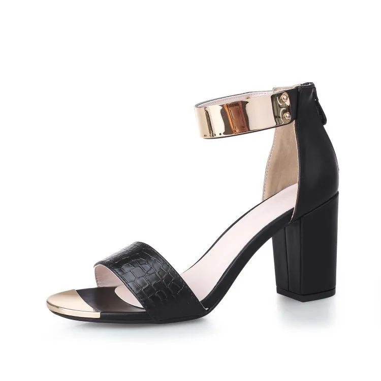 

Metal decorative sandals women's shoes size work shoes black white