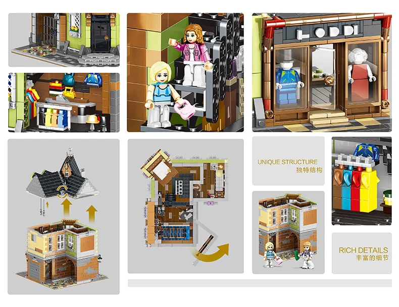 MOC 3474 шт модель City Streetview серия The bricktivy victor's lab Corner Shop Строительные блоки Кирпич детская игрушка Рождественская модель