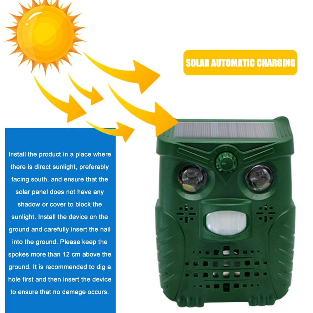 Solar Powered Animal Repeller Ultrasonic Cats Dog Repellent Motion Activated Garden Farm Raccoon Rabbit Dispeller | Дом и сад
