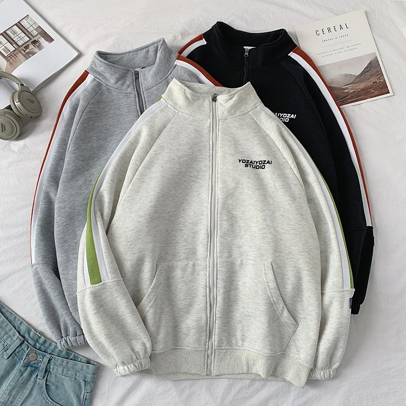 

2021 autumn new sweater men's zipper cardigan Hong Kong style tiled jacket