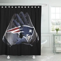 rugby decor waterproof shower curtain curtains set with hooks new england patriots football team sports receiver gloves 66 x 72
