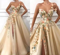 champagne satin aline prom dresses long sweetheart hand made flowers plus size formal party dress evening gowns vestidos