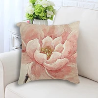 decorative pillow handmade oil painting print linen cushion abstract flowers pillowcase throw pillow sofa decoration