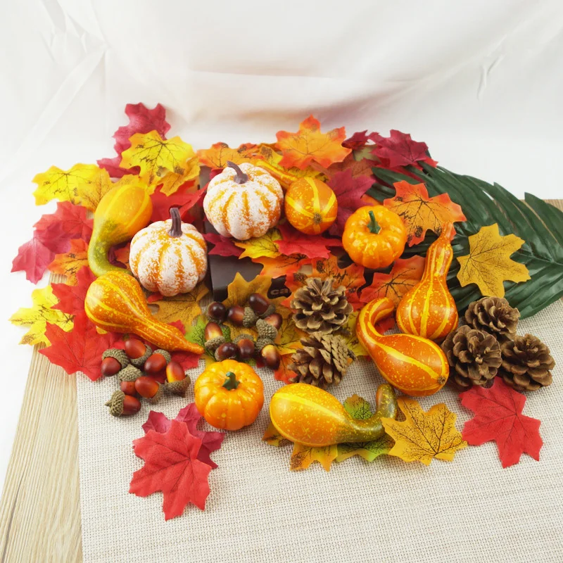 

12Pcs Mini Artificial Pumpkin Simulation Pumpkin Acorn Maple Leaf Halloween Decoration For Halloween Toys for Family