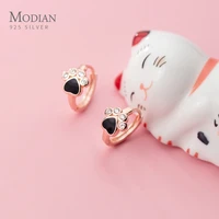 modian round zircon sweet cute exquisite animal claw 100 anti allergy 925 sterling silver hoop earring for women fine jewelry