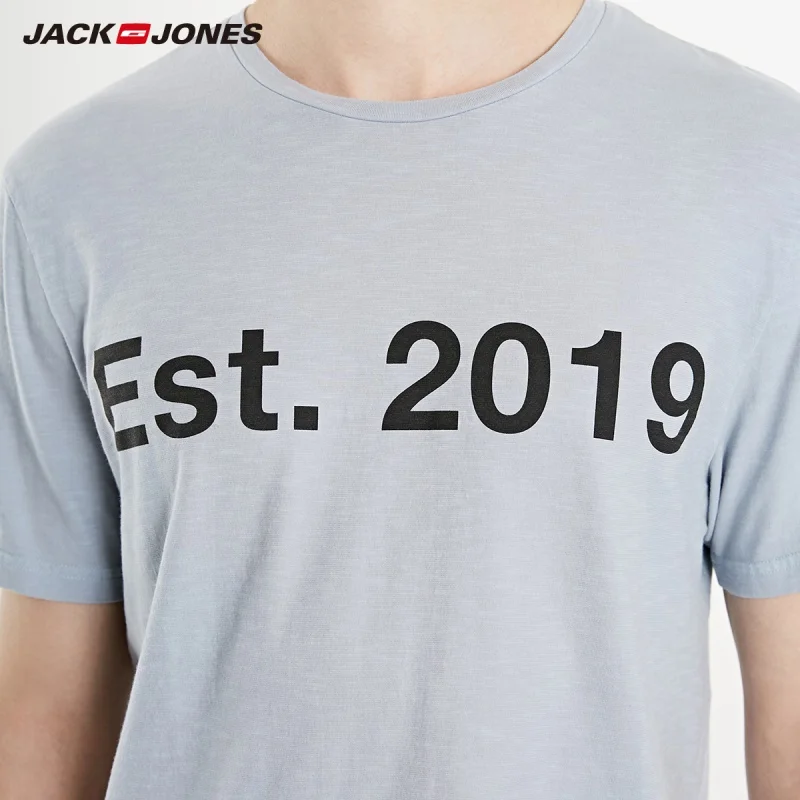 Мужская футболка с короткими рукавами JackJones 100% хлопок буквенным принтом круглым