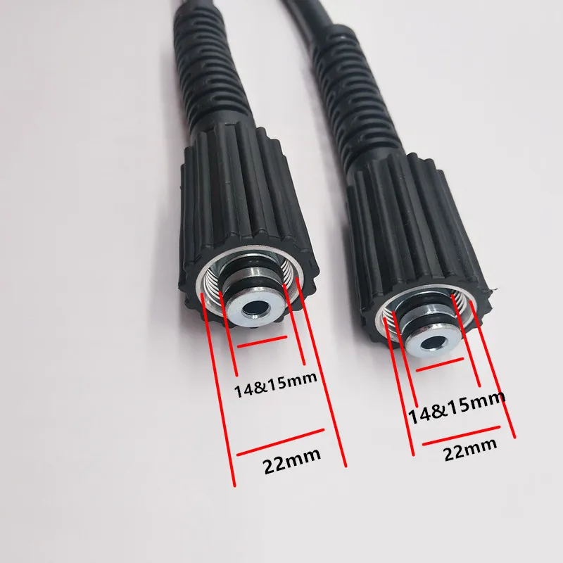 LaLeyenda 5M/7M/10M/15M M22 Male 14mm/15mm diameter Pressure Hose + 5pcs G1/4&quot Quick Release Spray Nozzles Car Washer Pipe Gun |