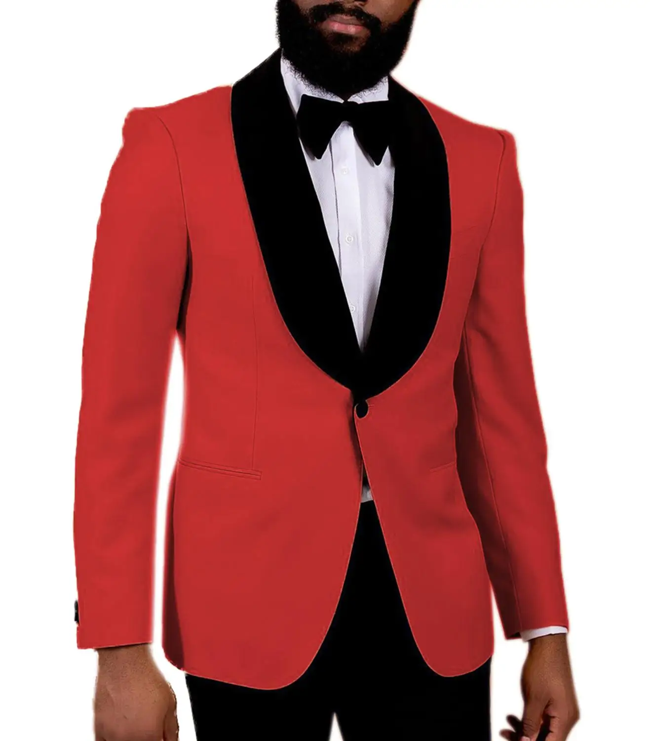 

Regular size Men's suits 2 pieces Casual Shawl Lape Tuxedos One Button Flat Groomsmen Jacket with Pants for wedding Red Suits