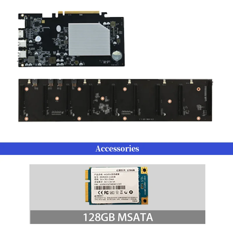 Набор материнской платы для майнинга ETH-HSW3 8 GPU (расстояние 67 мм) с 128 ГБ MSATA SSD