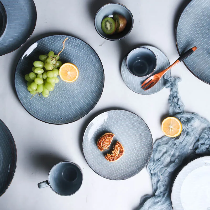 

Kiln Change Dinner Plates Creativity Gradient Art Non Slip Exquisite Ceramic Dinner Plates Japanese Assiette Dinnerware DK50DP