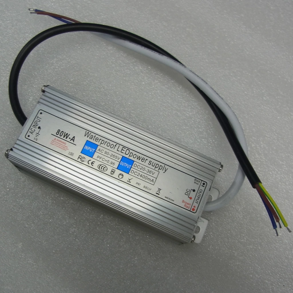 Водонепроницаемый источник питания IP67 80 Вт 110 мА от 20 В до 36 светодиодный|led driver