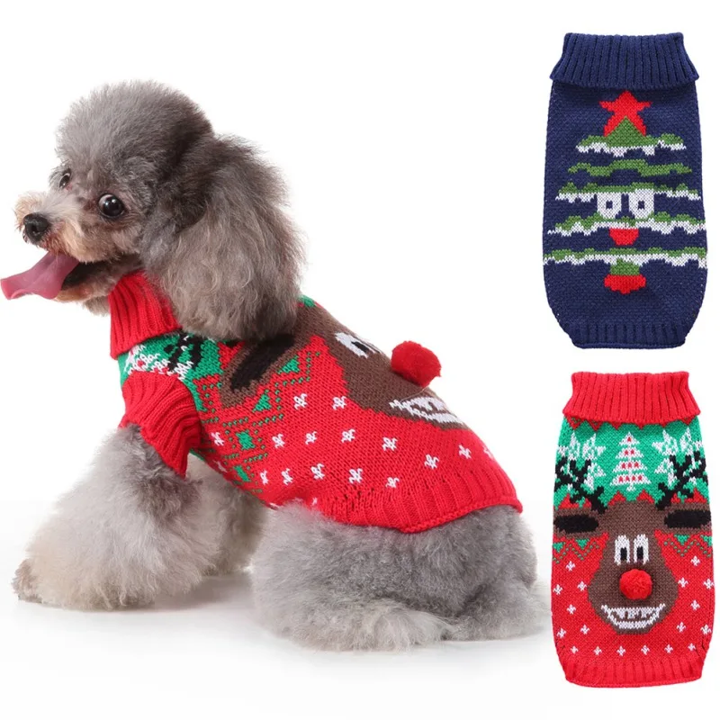 

Winter Cartoon Dog Clothes Warm Christmas Pet Sweater For Small Dogs Knitted Pet Chihuahua Puppy Dog Costume Pet Outfits 2021