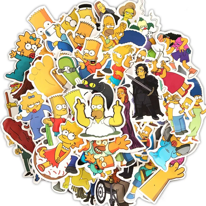 

Стикеры аниме «Симпсоны» непромокаемые для гитары, чемодана, ноутбука, 10/30/50 шт.