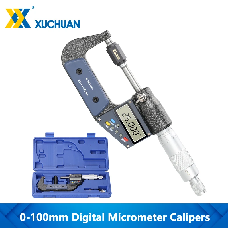 

Mircometer Digital Outside Mircometer 0-25/50/75/100mm Accuracy 0.001mm Digital Caliper for Out Diameter Measuring Tool