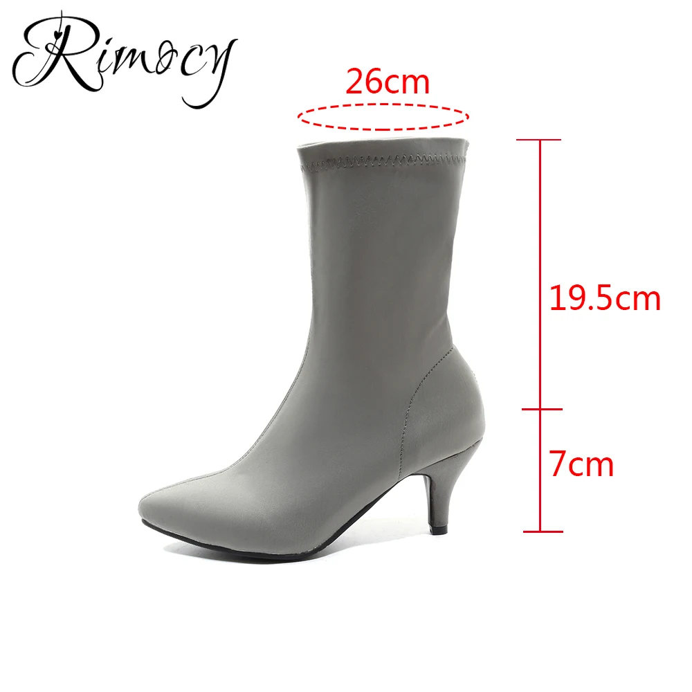 Женские ярко розовые сапоги Rimocy женские осенние из эластичной ткани без застежек