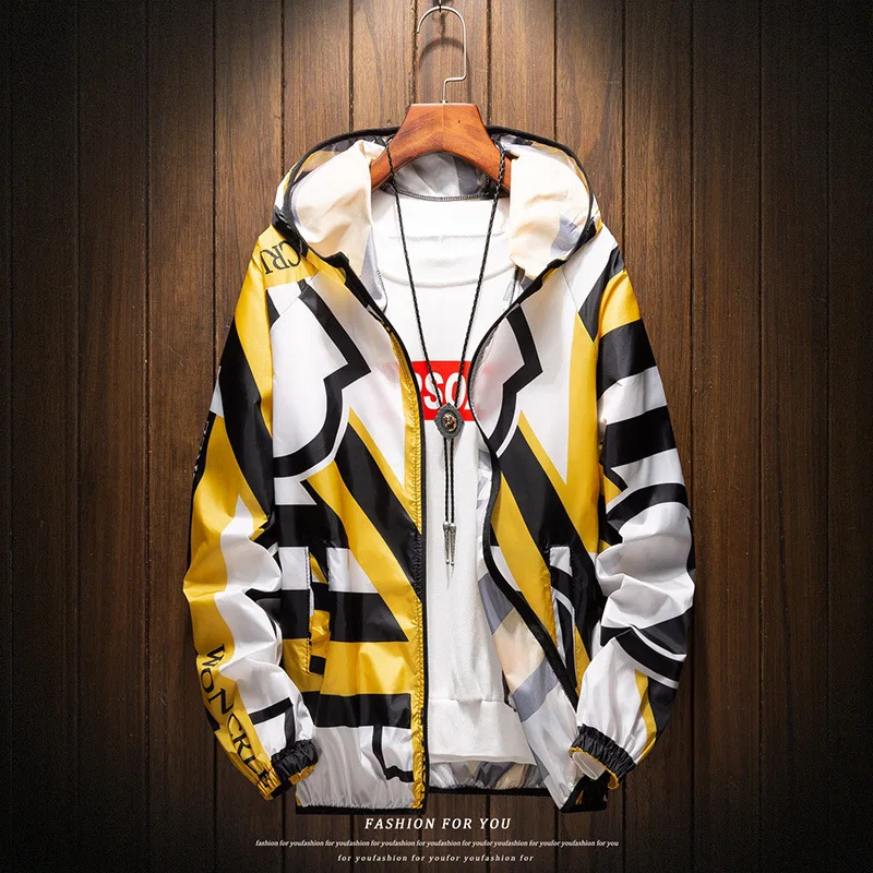 

Windbreaker Men Casual Spring Autumn Lightweight Jacket 2021 New Arrival Hooded Contrast Color Zipper up Jackets Outwear Cheap