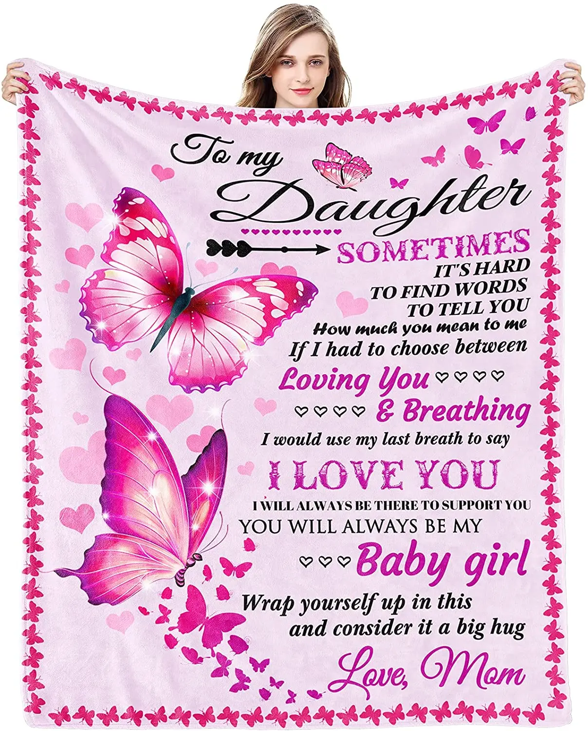 

Throw Blanket - to my daughter blanket Fleece Throw Blanket,Super Soft Ultra-Soft Micro Fleece Blanket for Bedroom SOFE Couch