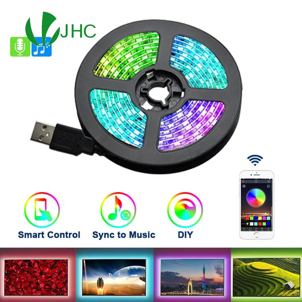 

USB Led Strip Light Bluetooth RGB Led Strip DC5V TV Backlight Music 5050SMD 3M Tape Christmas Led Lights For Room Decorative