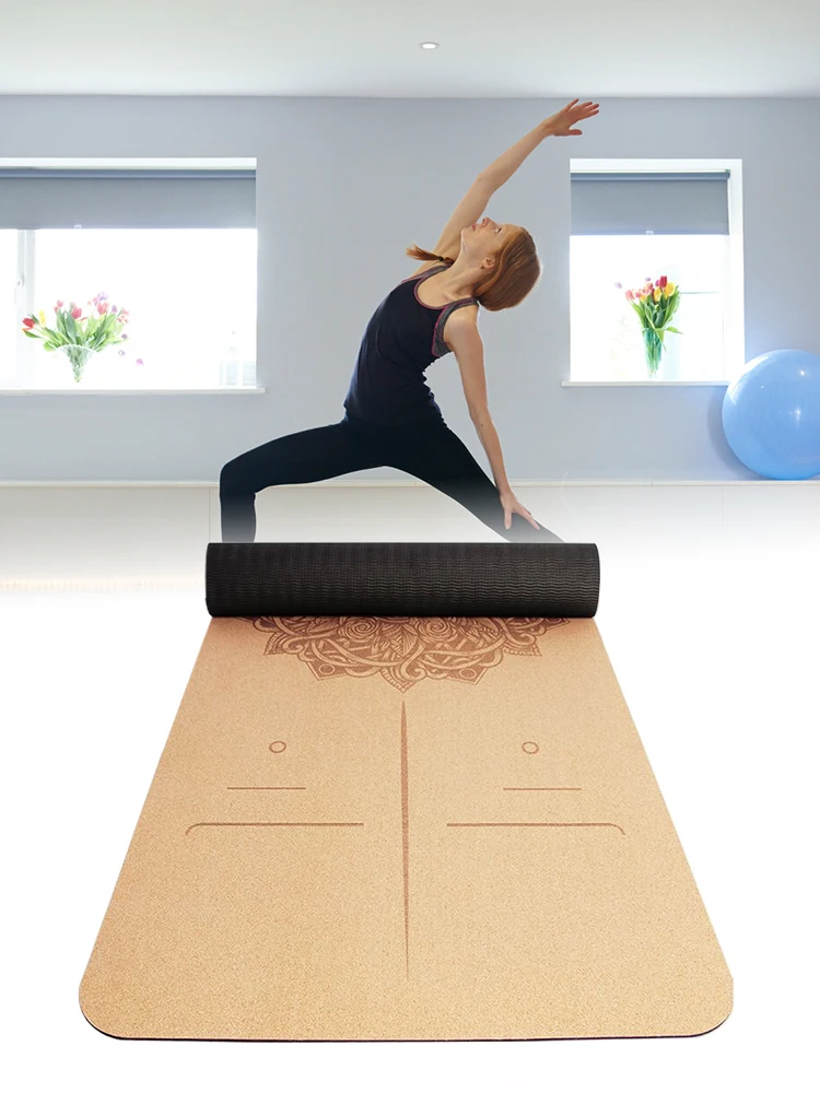

183*66cm Natural Cork Yoga Mat Non-slip Tape Yoga Acupoint Massage Mat Beginner Gym Pilates Dance Mat Home