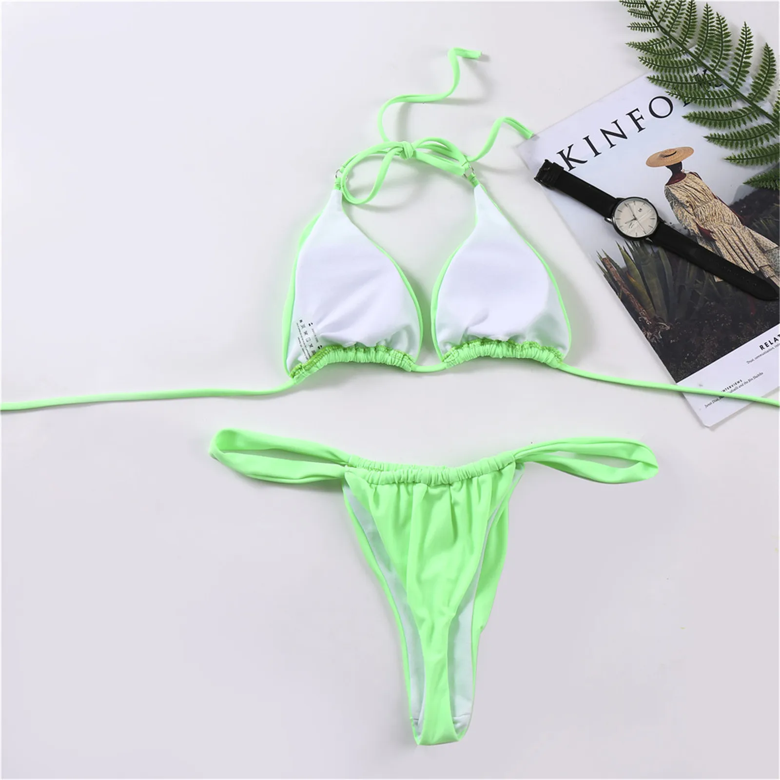 

Women High Cut Halter Bikini Set Push Up Solid Mini Bikinis Two Piece Swimsuit Sexy Micro Brazilian Mini Bikini Beach Swimwear