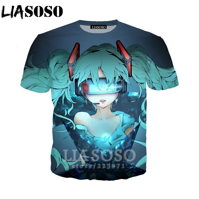 Футболка Hatsune Miku Мужская футболка LIASOSO Женская толстовка с рисунком аниме для