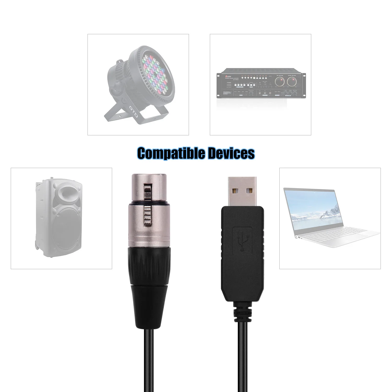 Кабель-преобразователь с USB на 3Pin XLR Female интерфейс для подключения к компьютеру