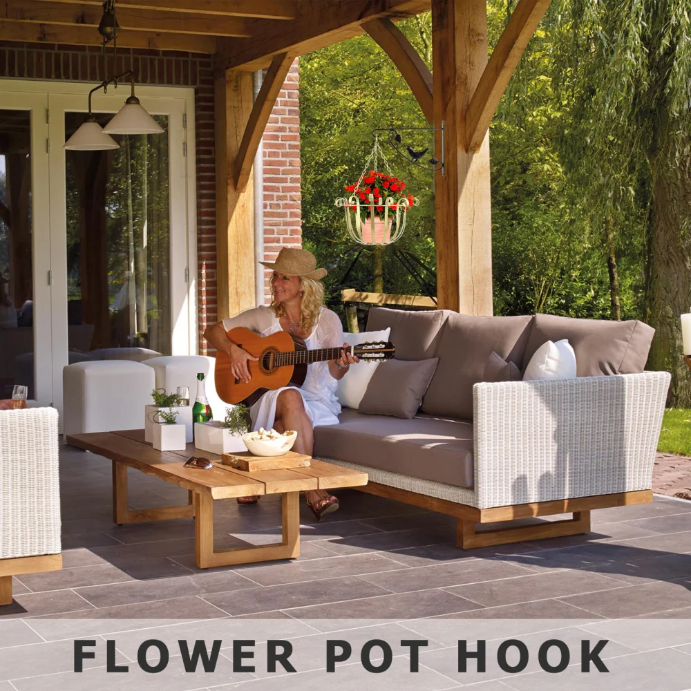 

2pcs Hanging Plant Brackets Wall Mounted Plant Hook Flower Pot Hanger (Black)