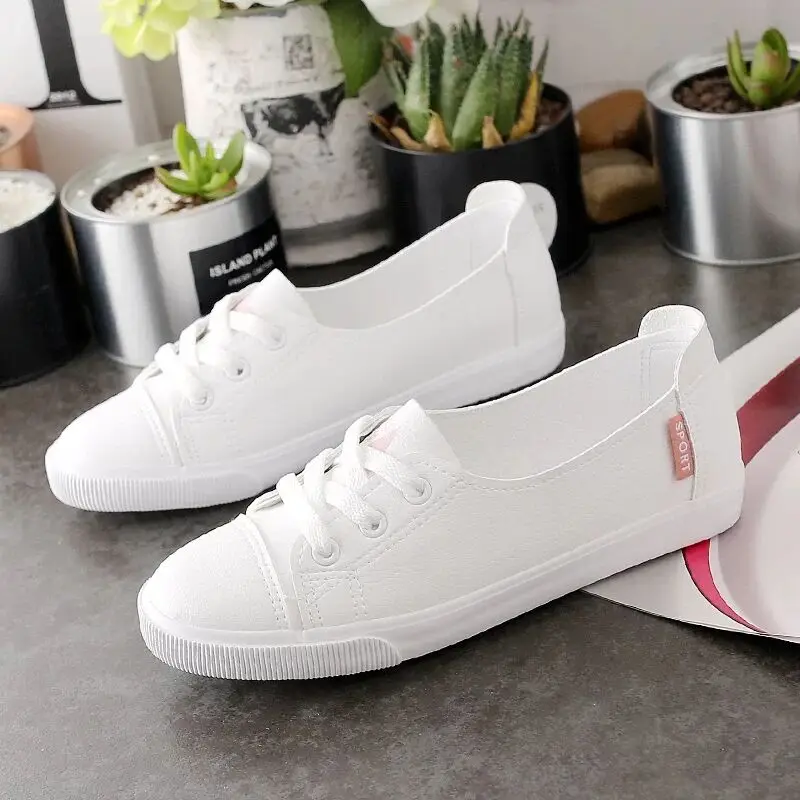 Women Fashion Round Toe High Quality Slip on Loafers for Summer Lady Casual White Lace Up Stylish Shoes Student Sapato E6149 | Обувь