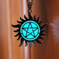 new supernatural pentagram necklace stainless steel necklace pendants necklaces glow in the dark amulet gifts