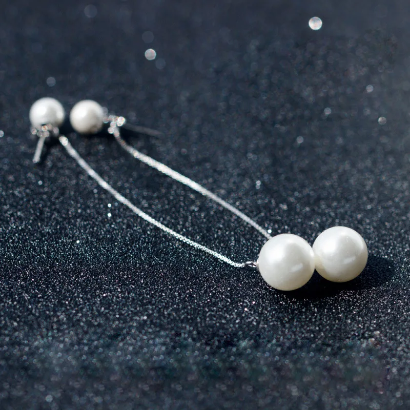 Элегантные двойные круглые длинные бусы с кисточкой висячие серьги 925 пробы