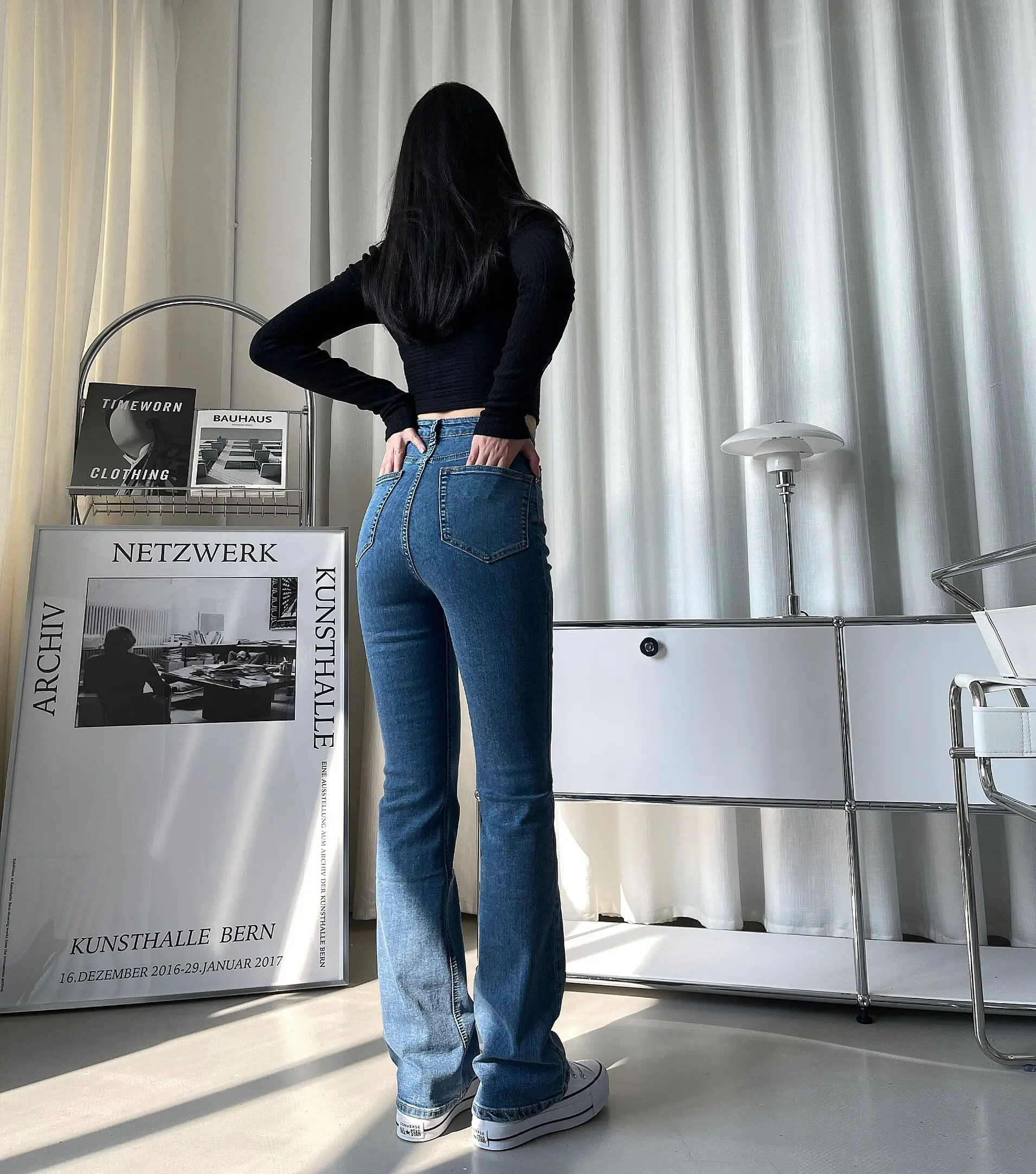 

Women Stretch Jeans Slim Fit Tight Straight Leg High Waist Femme Skinny Denim Pants Flare Mom 2021 Vaqueros Mujer black Blue