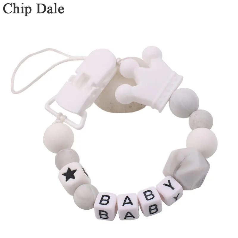 

Chip Dale Personalized Name Silicone Baby Pacifier Clips Chain Teething Silicone Beads Dummy Chain Holder For Nipple