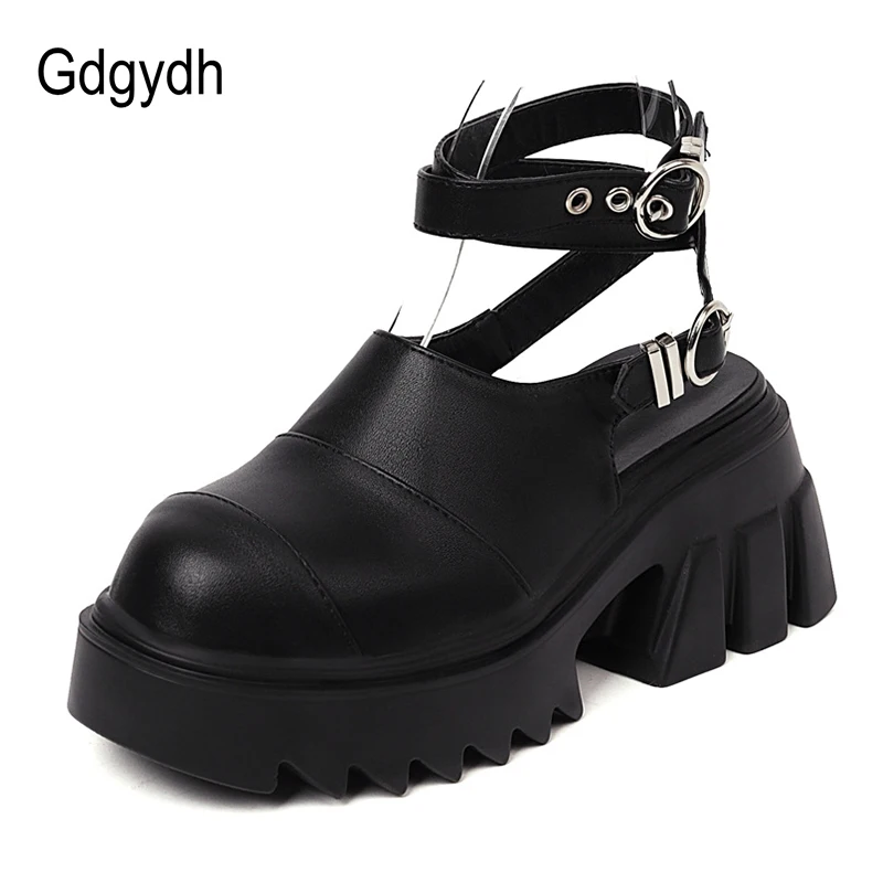 

Женские туфли с пряжкой Gdgydh, черные туфли на платформе и высоком каблуке в готическом стиле, с ремешком на пятке, большие размеры 43