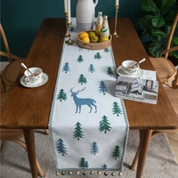 chenille christmas table runner elk xmas tree print long table cover jacquard bed towel new year tablecloth luxury home decor