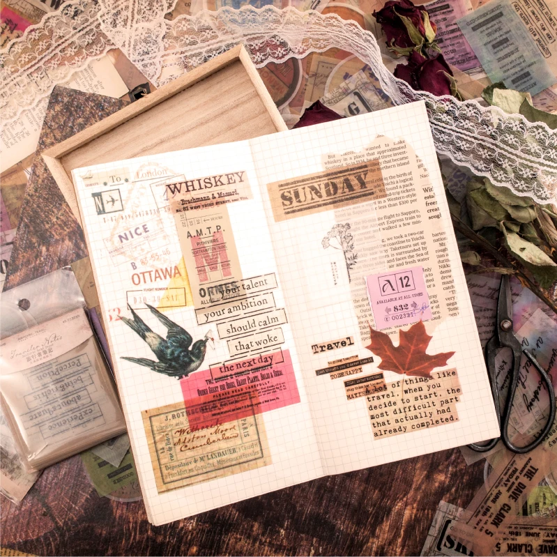 40X Ретро путешественник буквенная серия пуля журнал декоративные полупрозрачные