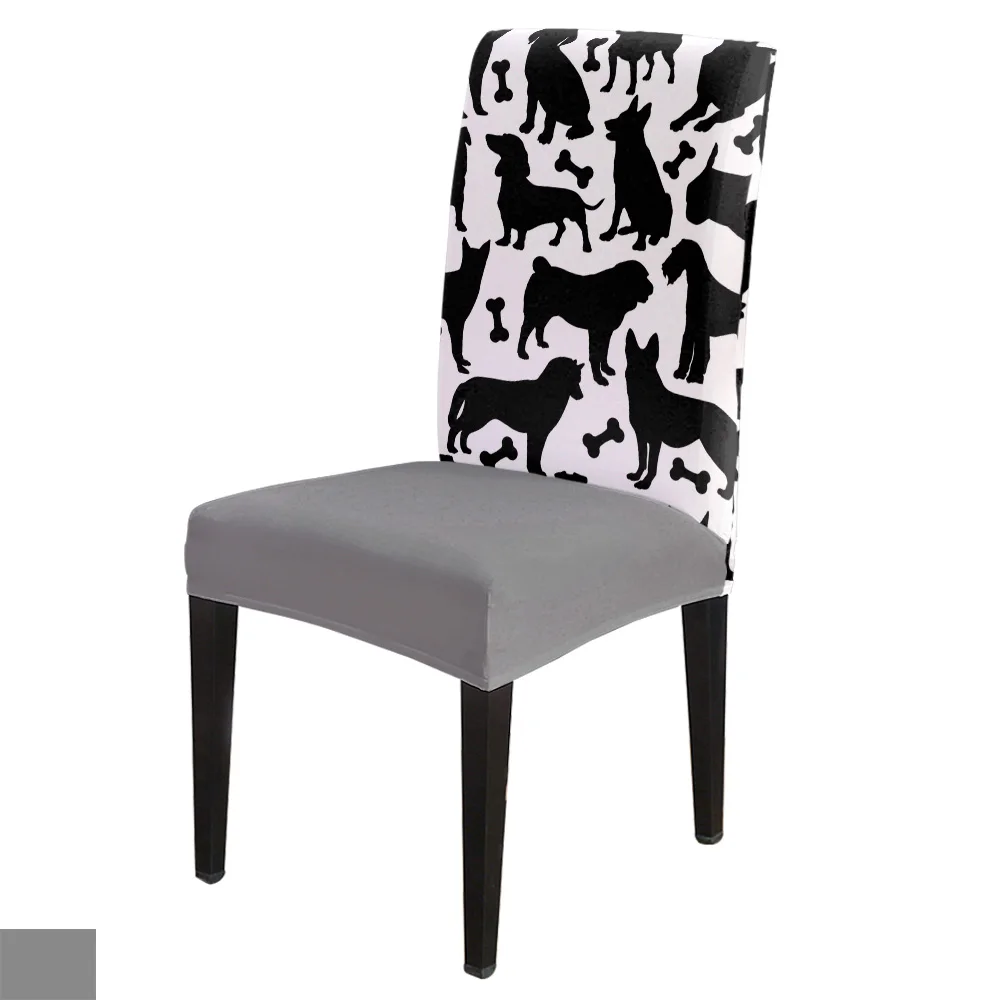 

Animal Puppy Silhouette Chair Cover Spandex Elastic Chair Cover Hotel Wedding Supplies Dining Chair Cover Stretch