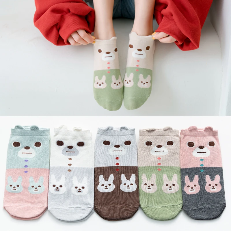 

Summer invisible socks women Funny Cartoon mouse Cute Invisible Cotton Animal Ankle Socks Shallow Mouth Korea Japanese style