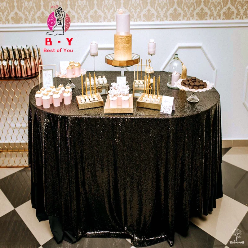 

Black sequin round tablecloth square table cloth, Rose gold tablecloth on the table, used for party birthday wedding decor 6.3