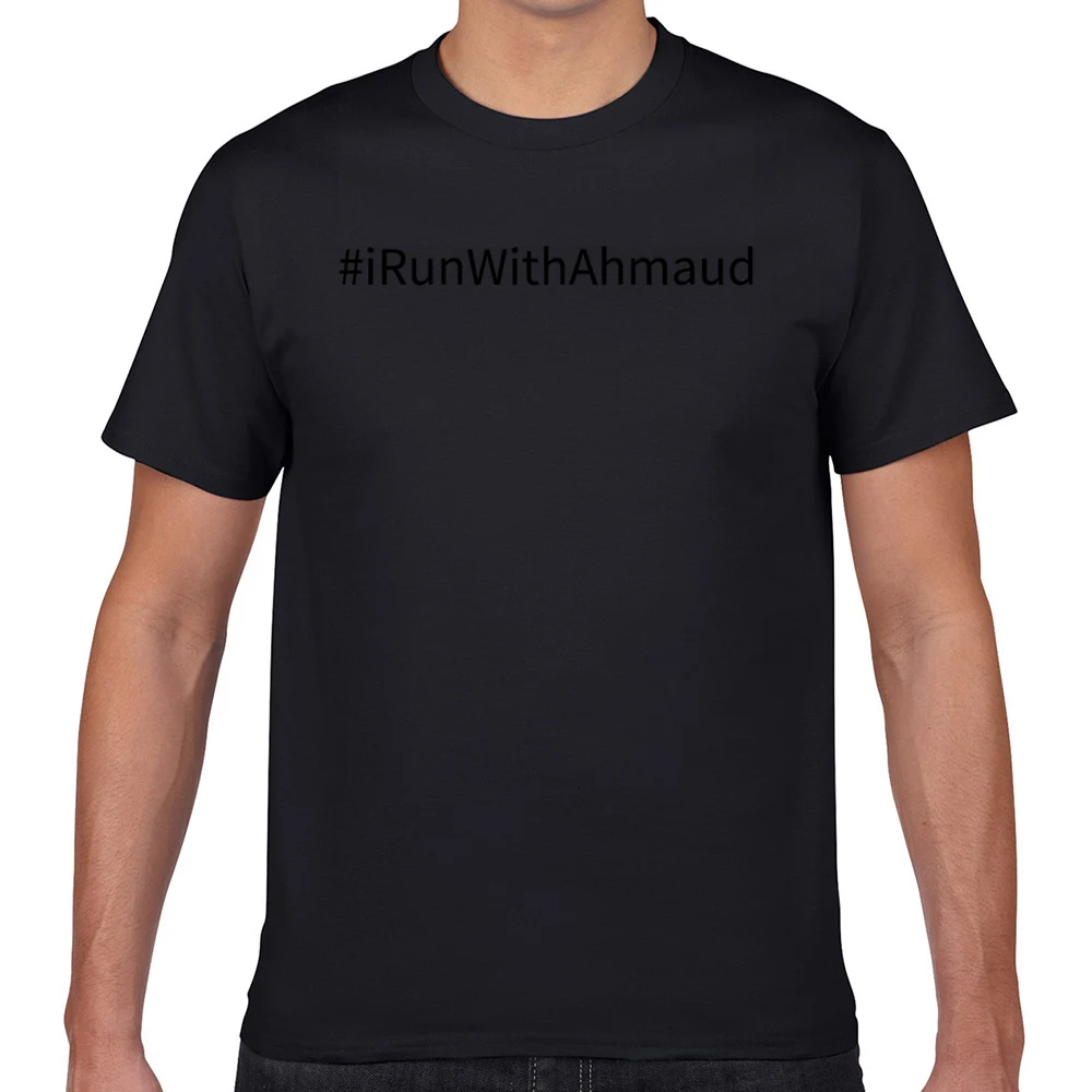 

Tops T Shirt Men i run with ahmaud tag O-Neck Vintage Geek Cotton Male Tshirt